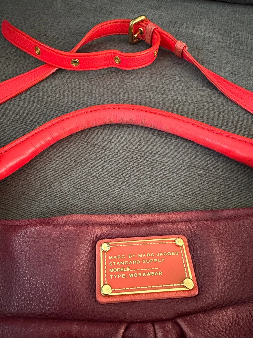 Marc by Marc Jacobs Burgundy Leather Hobo with Red Trim